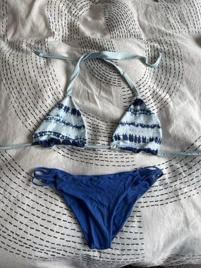 Blue Tie-Dye Triangle Bikini Set